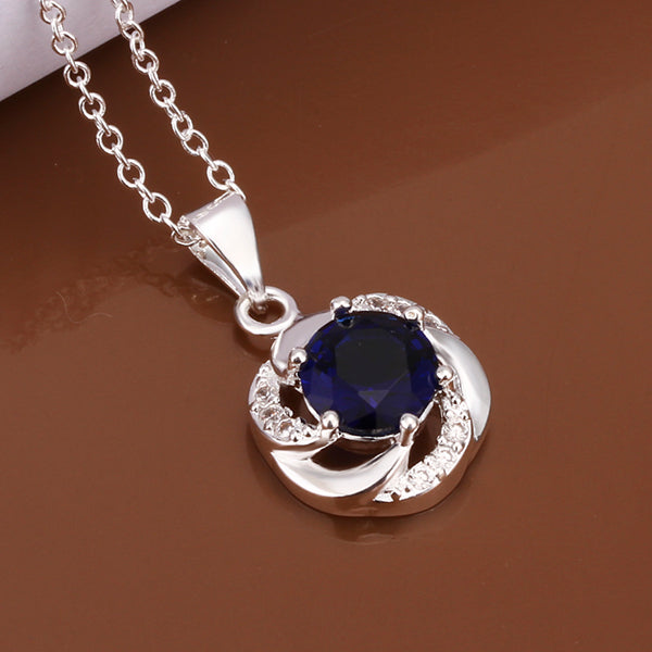 Silver Blue Stone Pendant-27