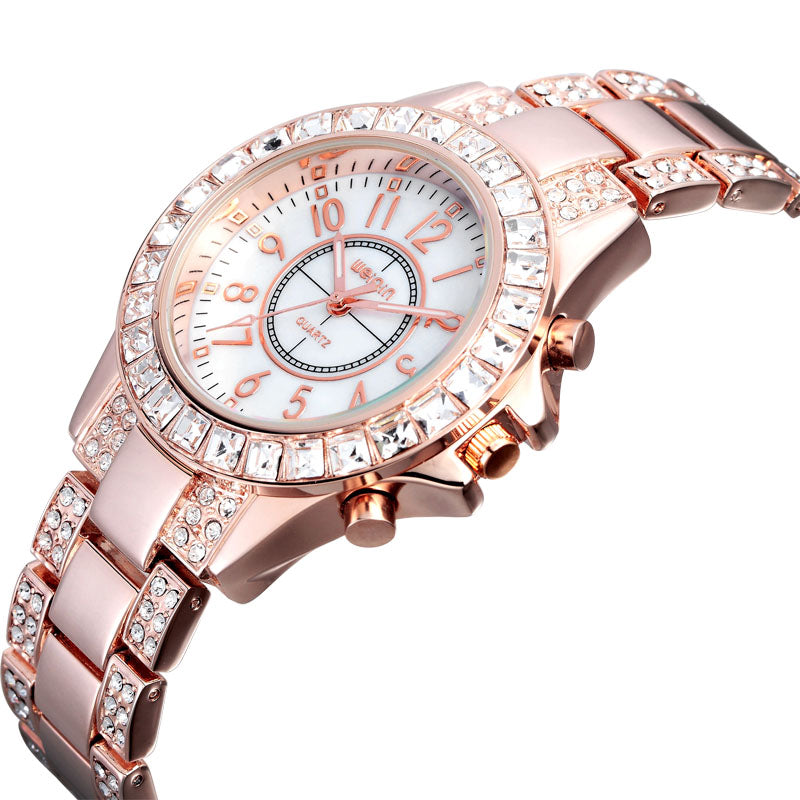 Radiance Royale – Rose Gold Crystal Quartz Watch